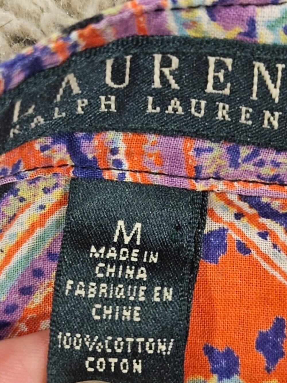 Lauren Ralph Lauren Colorful Paisley 70's Retro Festival Boho Top SZ M Tie Neck - Picture 4 of 8